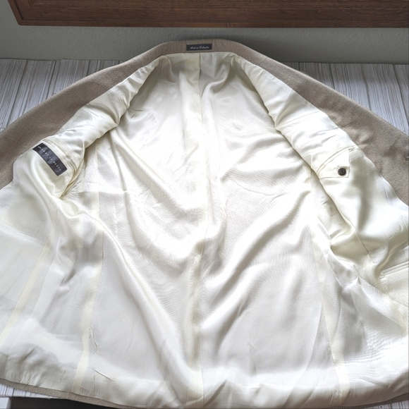 Oscar de la Renta Tailored Fit Wool Blazer in Sand Dune Size 10 / 12 - Picture 5 of 15